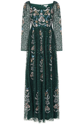 Martina Green Floral Embellished Maxi Dress